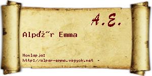 Alpár Emma névjegykártya